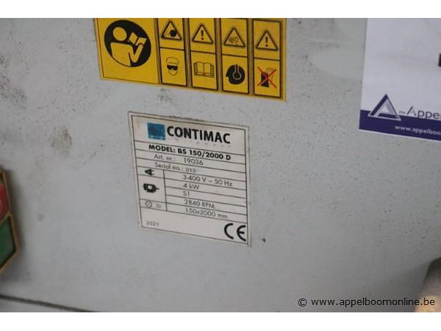 Bandschuurmachine contimac bs 150/2000d, werking niet gekend - afbeelding 2 van  3