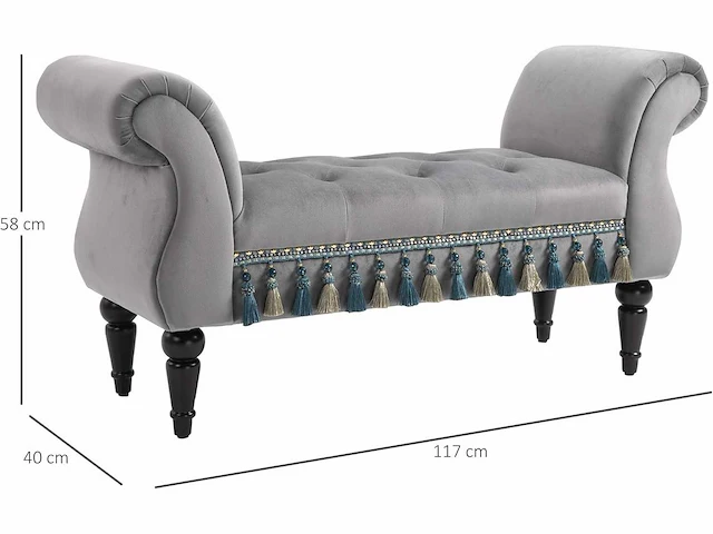 Bank gestoffeerde bank velvet end bed met armleuningen - afbeelding 3 van  3