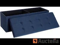 Bank met opbergruimte - imitatielinnen, donkerblauw - afbeelding 1 van  7