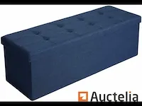 Bank met opbergruimte - imitatielinnen, donkerblauw - afbeelding 2 van  7
