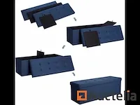 Bank met opbergruimte - imitatielinnen, donkerblauw - afbeelding 3 van  7
