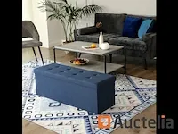 Bank met opbergruimte - imitatielinnen, donkerblauw - afbeelding 5 van  7