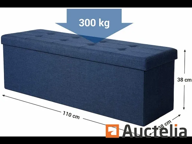 Bank met opbergruimte - imitatielinnen, donkerblauw - afbeelding 6 van  7