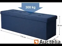 Bank met opbergruimte - imitatielinnen, donkerblauw - afbeelding 6 van  7