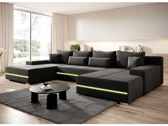 Bank met slaapfunctie, bedstee en led - afbeelding 1 van  7