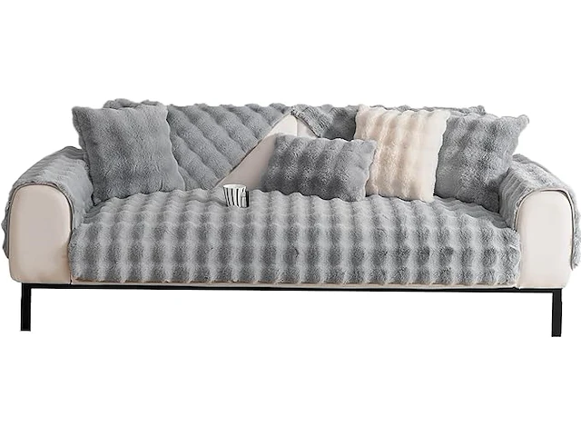 Bankovertrek fluffy grijs 90x180 - afbeelding 2 van  4