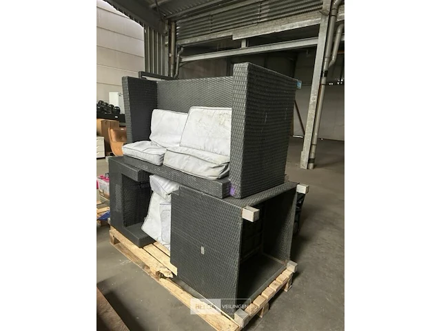 Bankstel 2x 1-zit 1x 2-zit met tafel en kussens voor buiten - afbeelding 1 van  5