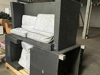 Bankstel 2x 1-zit 1x 2-zit met tafel en kussens voor buiten - afbeelding 1 van  5