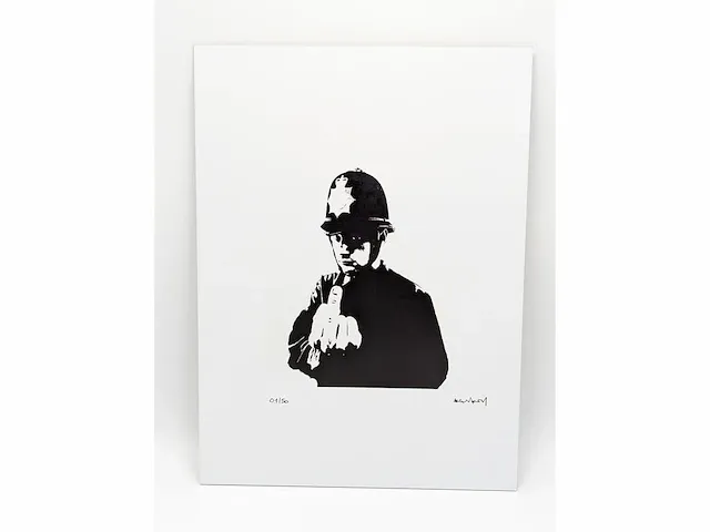 Banksy - fuck de politie - dibond loting met coa - afbeelding 1 van  4