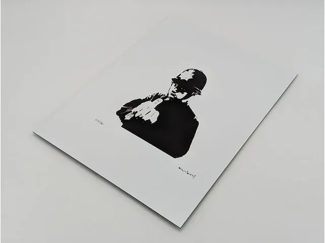 Banksy - fuck de politie - dibond loting met coa - afbeelding 4 van  4