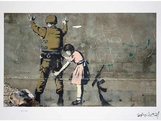 Banksy (1974), gebaseerd op - girl frisking soldier - afbeelding 1 van  4