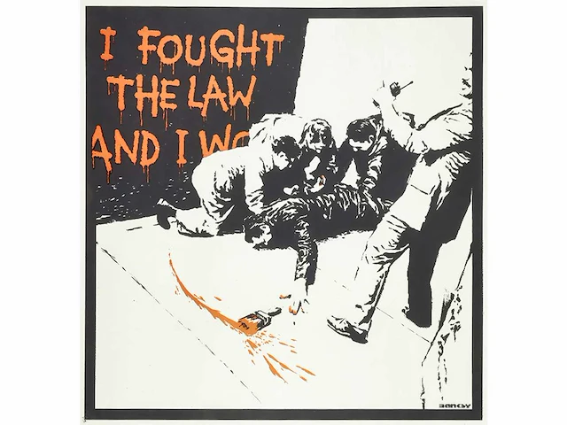 Banksy (after) - "i fought the law" - 50x50 cm - gelimiteerde oplage 30 stuks - certificaat - afbeelding 1 van  5