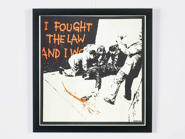 Banksy (after) - "i fought the law" - 50x50 cm - gelimiteerde oplage 30 stuks - certificaat - afbeelding 2 van  5