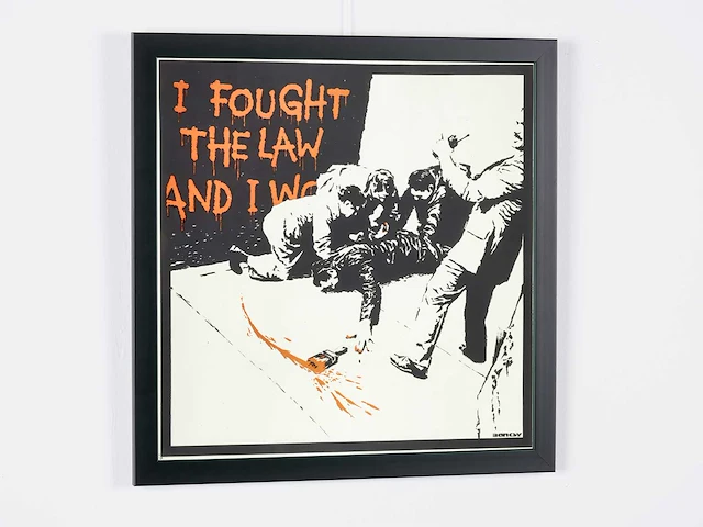Banksy (after) - "i fought the law" - 50x50 cm - gelimiteerde oplage 30 stuks - certificaat - afbeelding 3 van  5