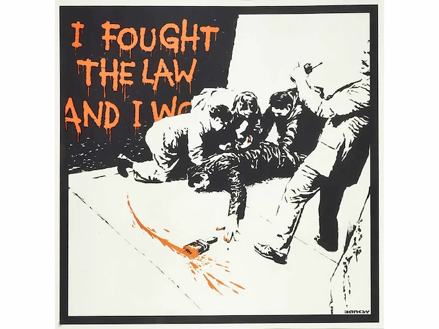 Banksy (after) - "i fought the law" - 50x50 cm - gelimiteerde oplage 30 stuks - certificaat - afbeelding 5 van  5