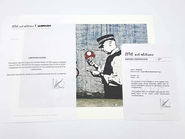 Banksy (geboren in 1974), gebaseerd op - super mario mushroom cop - afbeelding 3 van  3