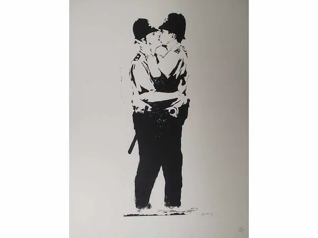 Banksy kissing cops - afbeelding 2 van  2