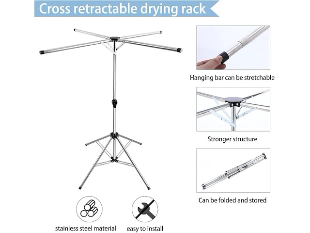 Baoyouni opvouwbaar droogrek voor kleding - afbeelding 2 van  4