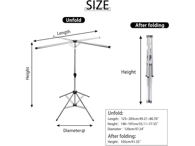Baoyouni opvouwbaar droogrek voor kleding - afbeelding 3 van  4