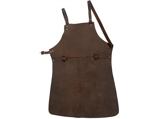 Barbecue - schort - 100% leder - kleur cognac - afbeelding 2 van  2