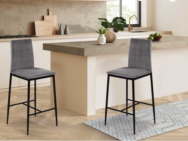 Barkrukken - donkergrijs fluweel (x4) - afbeelding 1 van  9