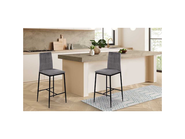 Barkrukken - donkergrijs fluweel (x4) - afbeelding 2 van  9