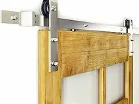 Barn door hardware , 6 ft landelijke stijl geborsteld rvs muurmontage - afbeelding 1 van  3