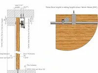 Barn-door single schuifdeur beslag 6ft geborsteld rvs plafondmontage - afbeelding 3 van  3