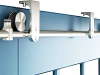 Barn-door single schuifdeur beslag 6ft geborsteld rvs plafondmontage - afbeelding 1 van  6