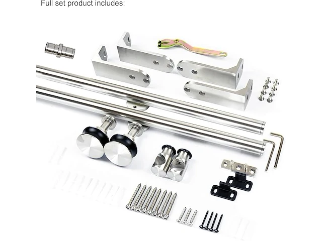 Barn-door single schuifdeur beslag 6ft geborsteld rvs plafondmontage - afbeelding 3 van  6