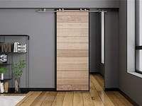 Barn-door single schuifdeur beslag 6ft geborsteld rvs plafondmontage - afbeelding 4 van  6