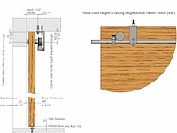 Barn-door single schuifdeur beslag 6ft geborsteld rvs plafondmontage - afbeelding 6 van  6