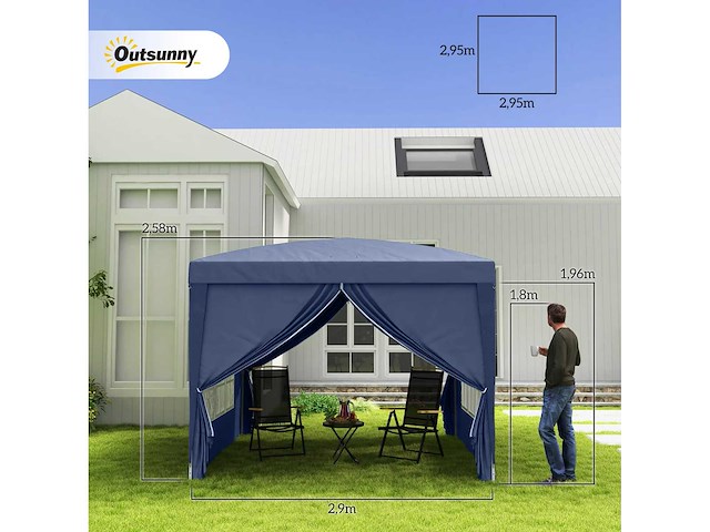 Barnum prieel opvouwbare partytent 3 x 3 x 2,58 m - afbeelding 4 van  7