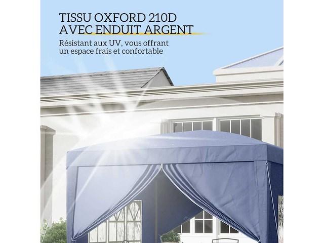 Barnum prieel opvouwbare partytent 3 x 3 x 2,58 m - afbeelding 6 van  7