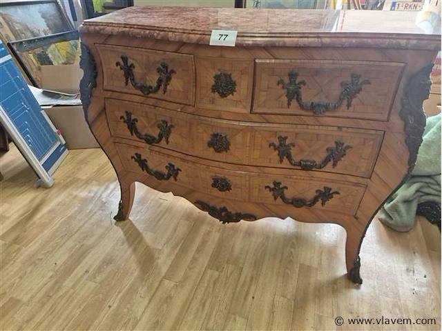 Barok commode brons en marmer - afbeelding 1 van  7