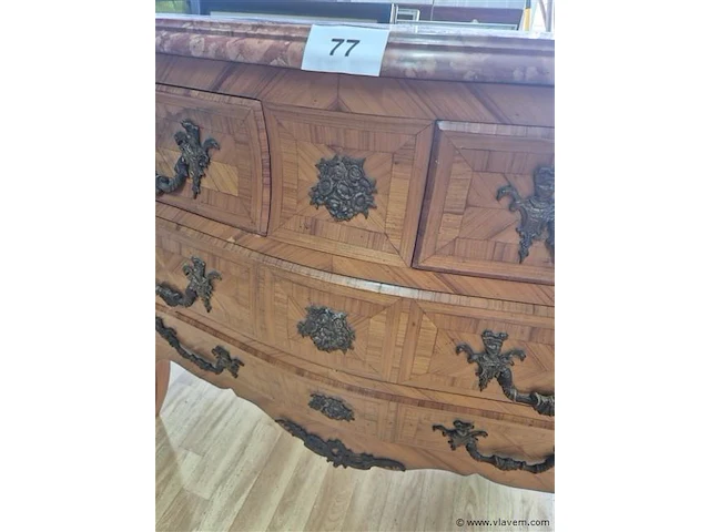 Barok commode brons en marmer - afbeelding 4 van  7