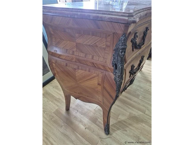 Barok commode brons en marmer - afbeelding 6 van  7