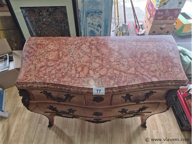 Barok commode brons en marmer - afbeelding 7 van  7