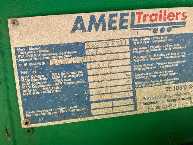 Bartoletti f111p schuifzeil oplegger - afbeelding 12 van  14