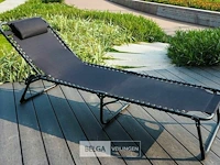 Beach bed ligstoel met kopkussen donkergrijs