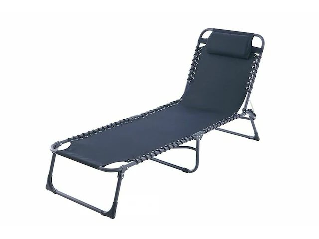 Beach bed ligstoel met kopkussen donkergrijs - afbeelding 2 van  7
