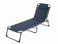 Beach bed ligstoel met kopkussen donkergrijs - afbeelding 2 van  7