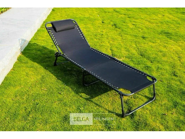 Beach bed ligstoel met kopkussen donkergrijs - afbeelding 3 van  7