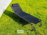 Beach bed ligstoel met kopkussen donkergrijs - afbeelding 3 van  7
