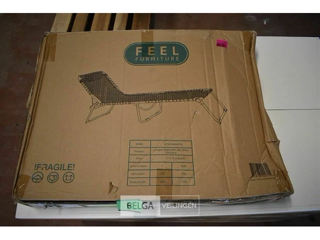 Beach bed ligstoel met kopkussen donkergrijs - afbeelding 4 van  7