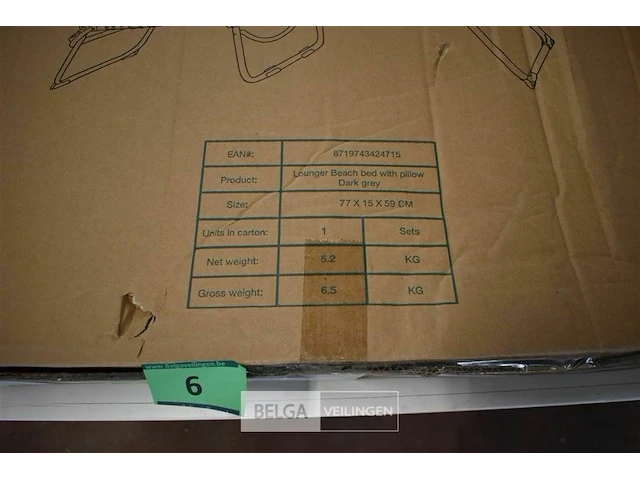 Beach bed ligstoel met kopkussen donkergrijs - afbeelding 5 van  7