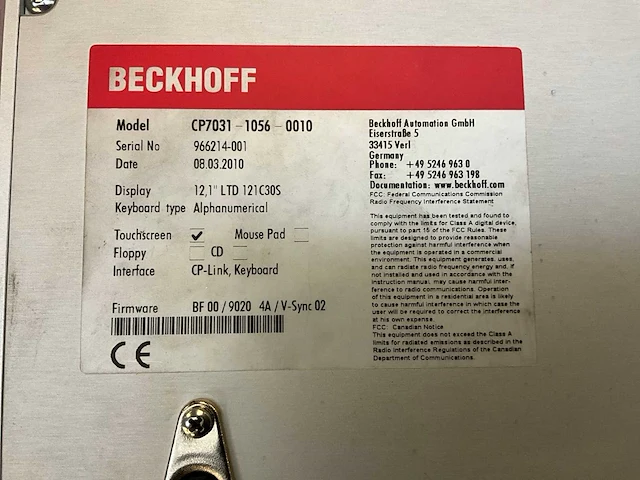 Beckhoff cp7031-1056-0010 bedieningspaneel - afbeelding 6 van  6