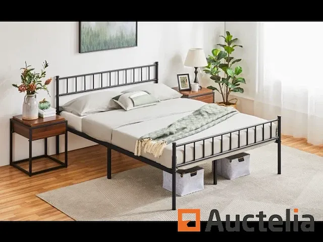 Bed 140 x 190 cm single double metaal - afbeelding 3 van  5