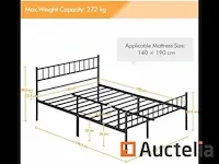 Bed 140 x 190 cm single double metaal - afbeelding 4 van  5