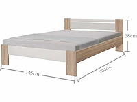 Bed 140 x 200 cm - sonoma en wit - afbeelding 4 van  12